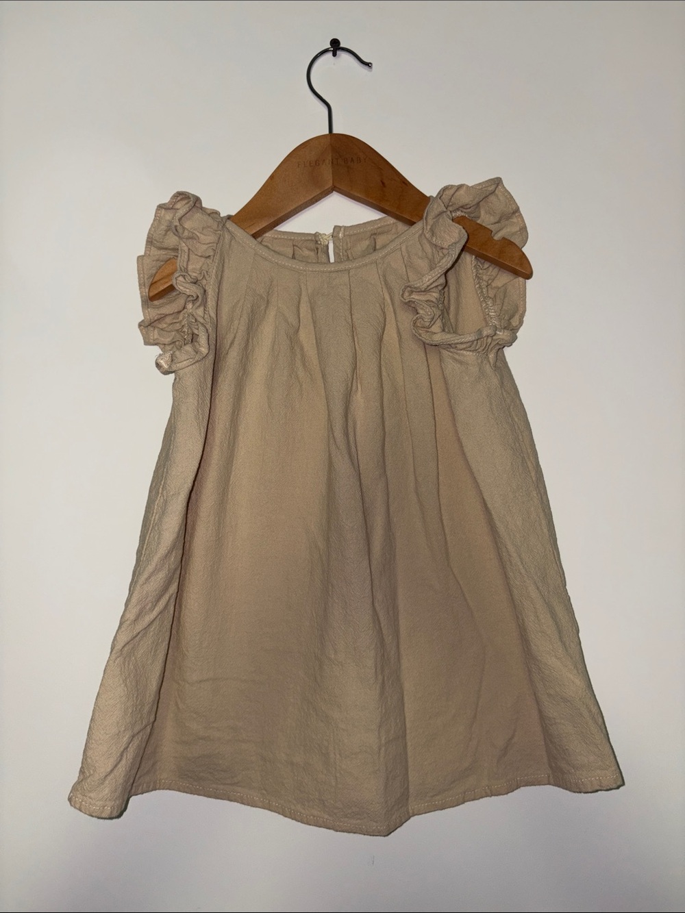 Girls' Ruffle Sleeve Dress in Beige